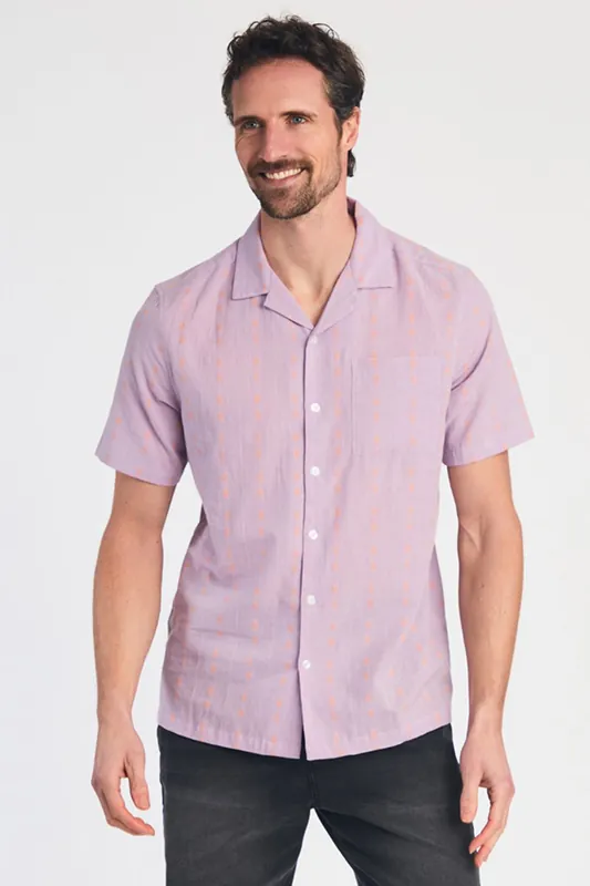Cotton Short Sleeve Seersucker Embroidered Shirt - Tokyo Laundry