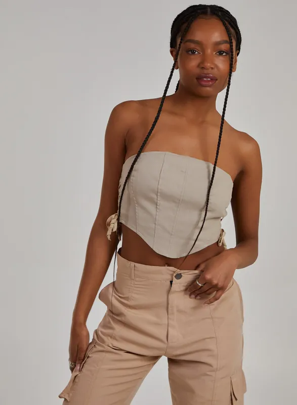 Cargo Lace Up Corset Top - Pink Vanilla