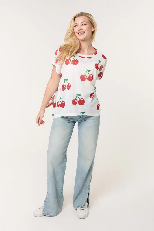 Ivory Cherry Oversized Top - Blue Vanilla