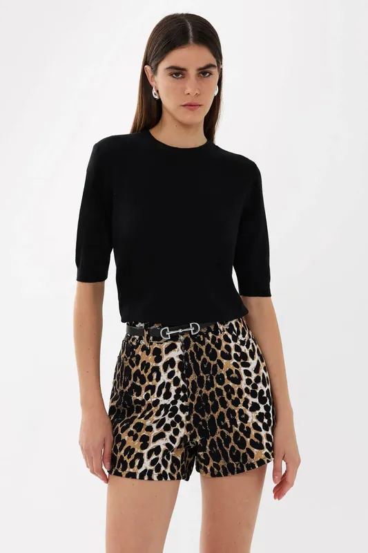 Short Sleeve Basic Knitted Sweater - Hiccup