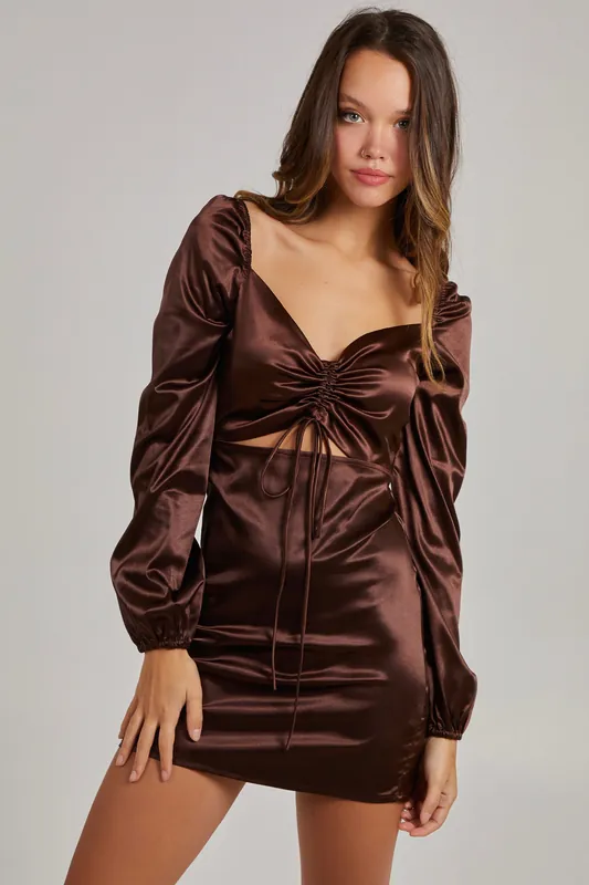 Tie Front Bodycon Dress - Pink Vanilla