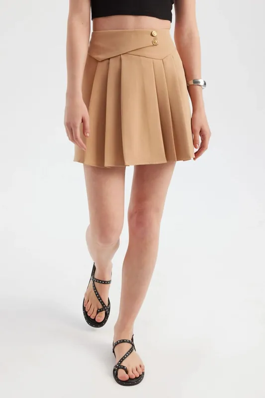 High Waist Mini Skirt with Belt Detail - Hiccup