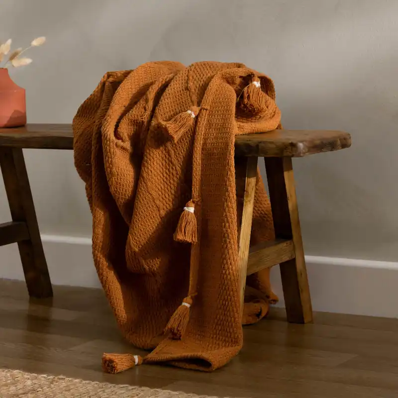 Caliche 100% Cotton Woven Tasselled Throw - Yard