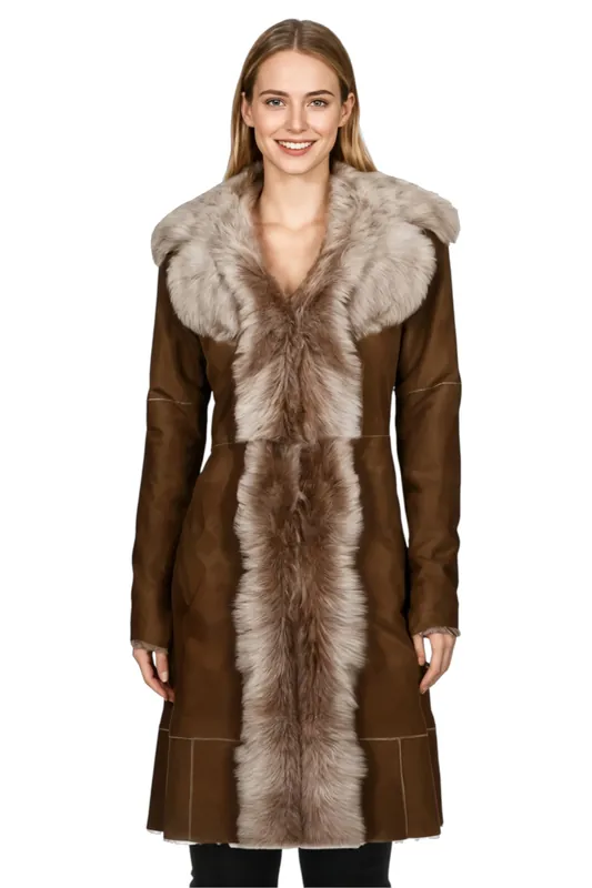 Genuine Toscana Sheep Suede Leather Trench Coat- Celeste