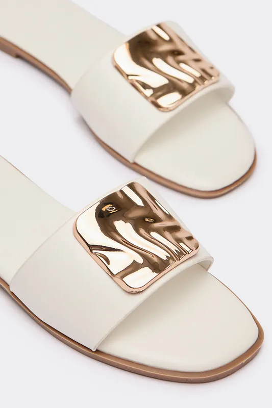Trim Detail Faux Leather Sandals - EGO