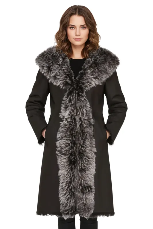 Real Toscana Sheep Leather Hooded Trench Coat - Verona