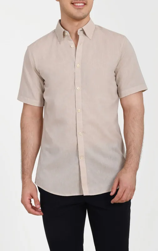 Stone Short Sleeve Linen Shirt - Dobell
