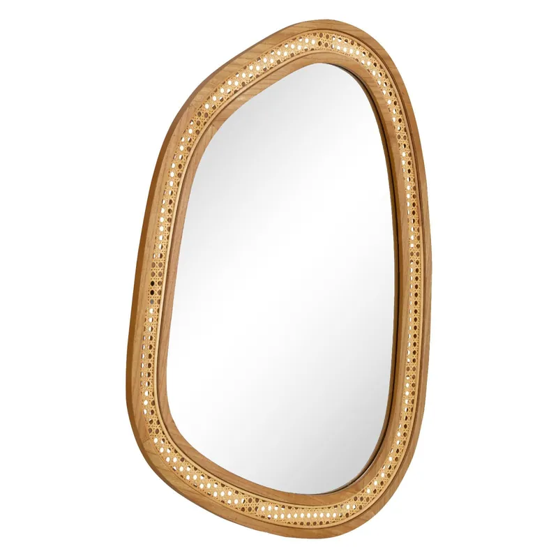 Irregular PVC Rattan Wall Mirror Boho Style Decorative Mirror - Costway