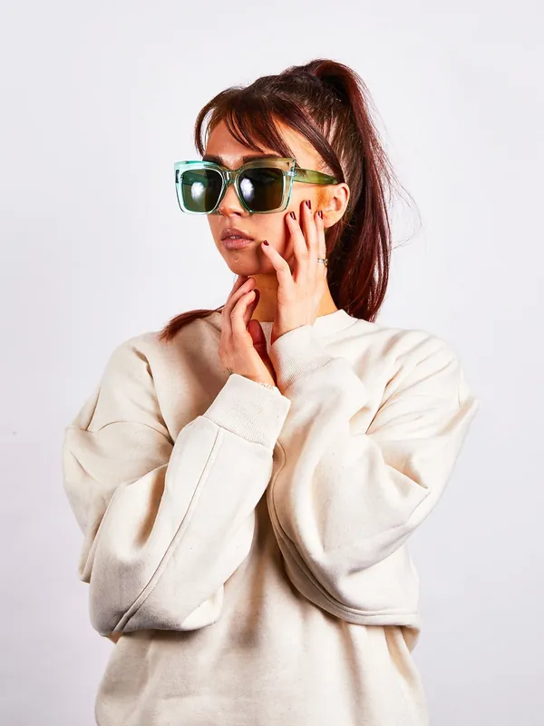 Clear Plastic Frame Cat Eye Style Sunglasses - SVNX