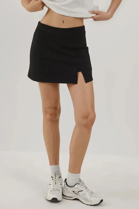 Textured Mini Skorts with Elastic Waist - Hiccup