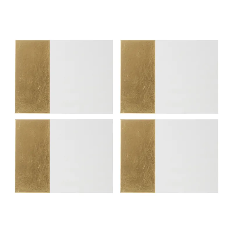 Set Of Four Dipped White And Gold Placemats, Contemporary Heat Resistant Dining Mats - Orsina