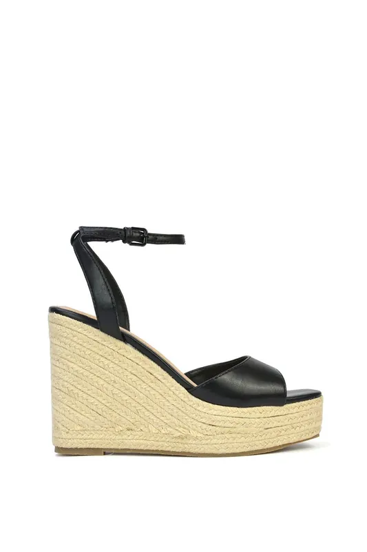 Kassie' Square Toe Espadrille Platform Wedge Heel Sandals - XY London