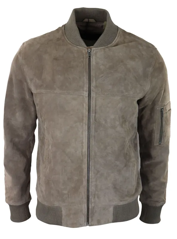 Suede Bomber Jacket Leather Varsity Casual - TruClothing