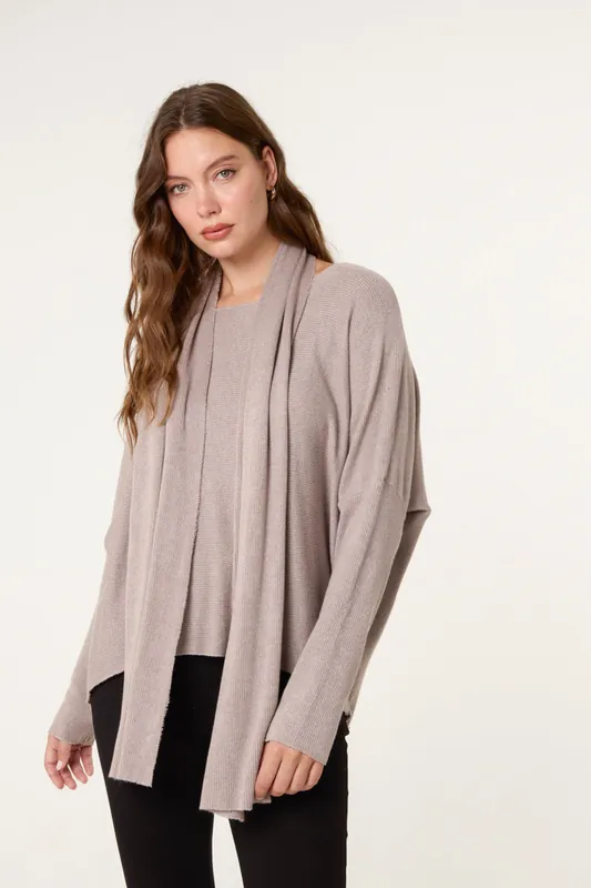 Light Brown Scarf Cut And Sew 2in1 Jumper - Blue Vanilla
