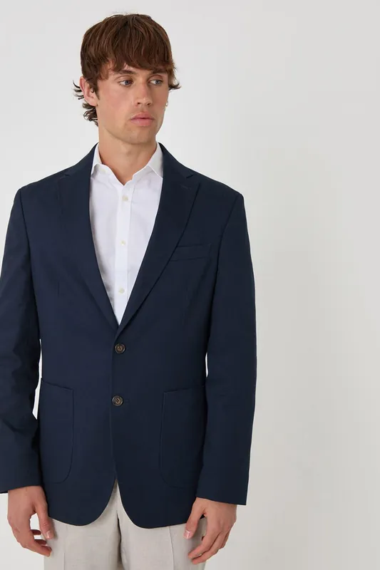 Regular Fit Cotton Blazer - Threadbare