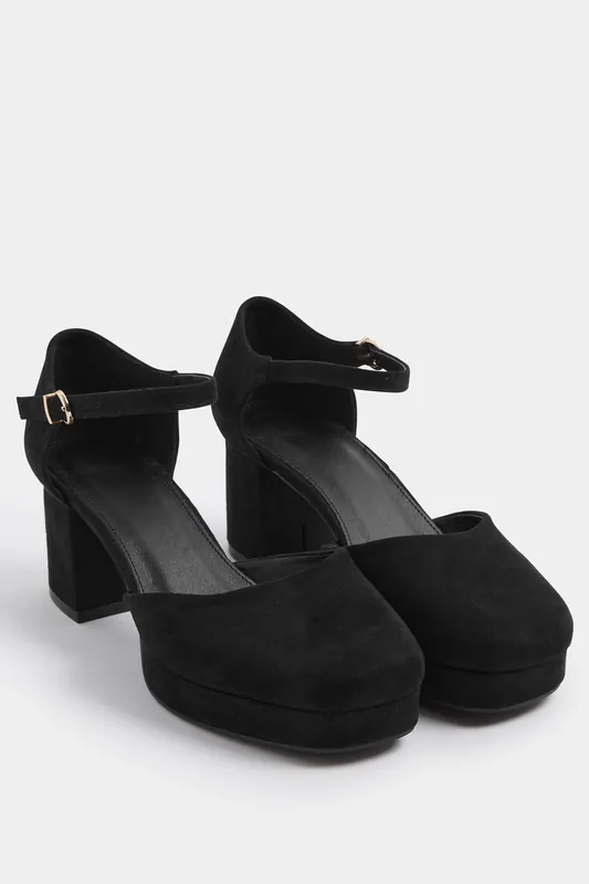 Faux Suede Espadrille Platform Block Heels In Extra Wide EEE Fit - Yours
