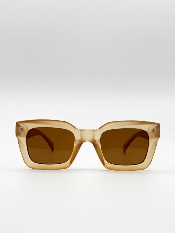 Oversized Square Sunglasses In Matte Honey - SVNX