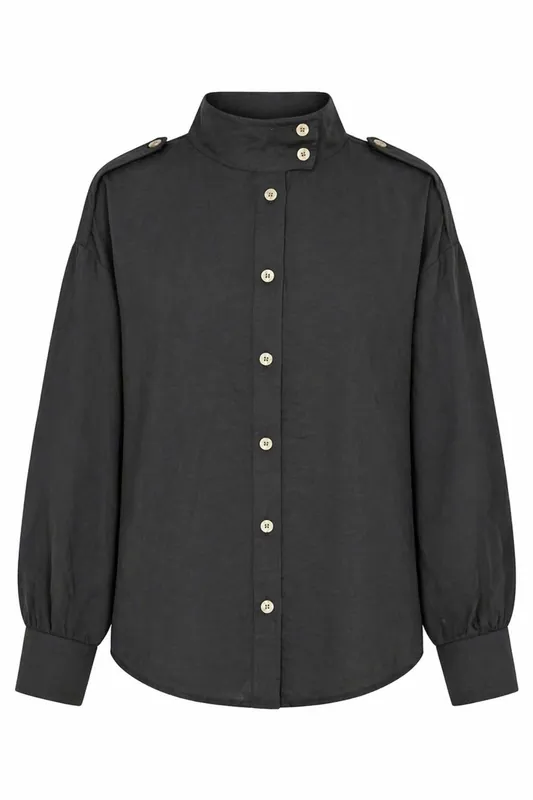 Mandarin Collar Button-Up Casual Shirt