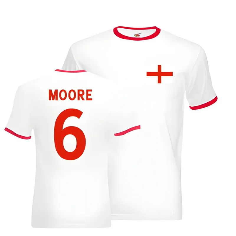 Mens Bobby Moore Ringer Tee - England