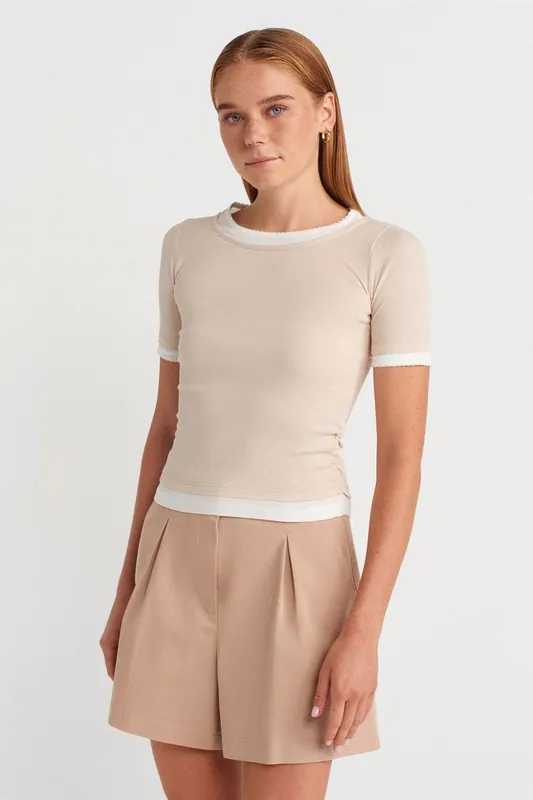 Women's Crop Slim-Fit Crew Neck T-Shirt