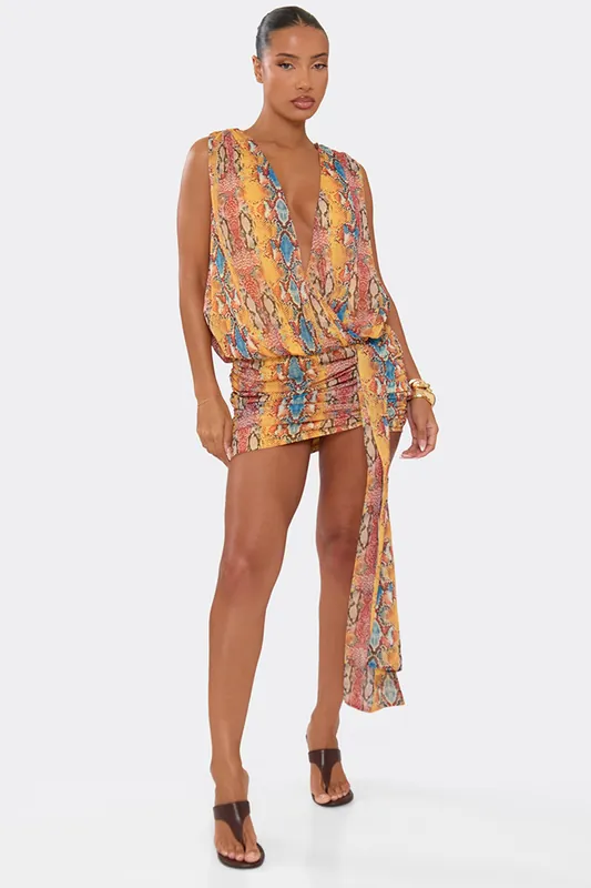 Sleeveless Ruched Mini Dress - EGO