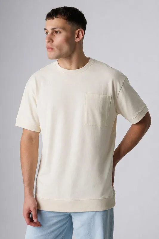 Cotton Crew Neck Chest Pocket Short Sleeve T-Shirt