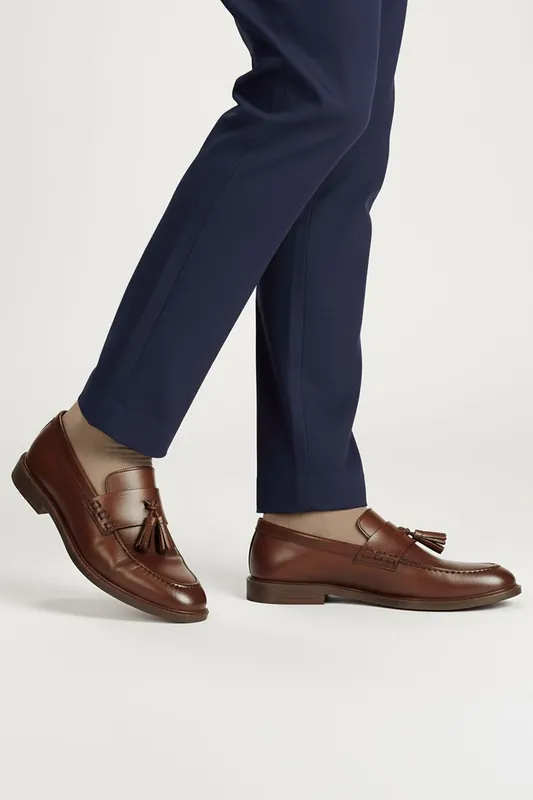 Charleston Premium Leather Mens Tassel Loafers - Silver Street London
