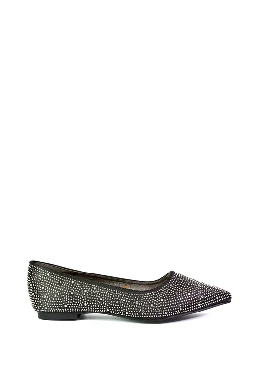Marshall' Bridal Shoes Flat Pointed Toe Sparkly Rhinestones Ballerina - XY London