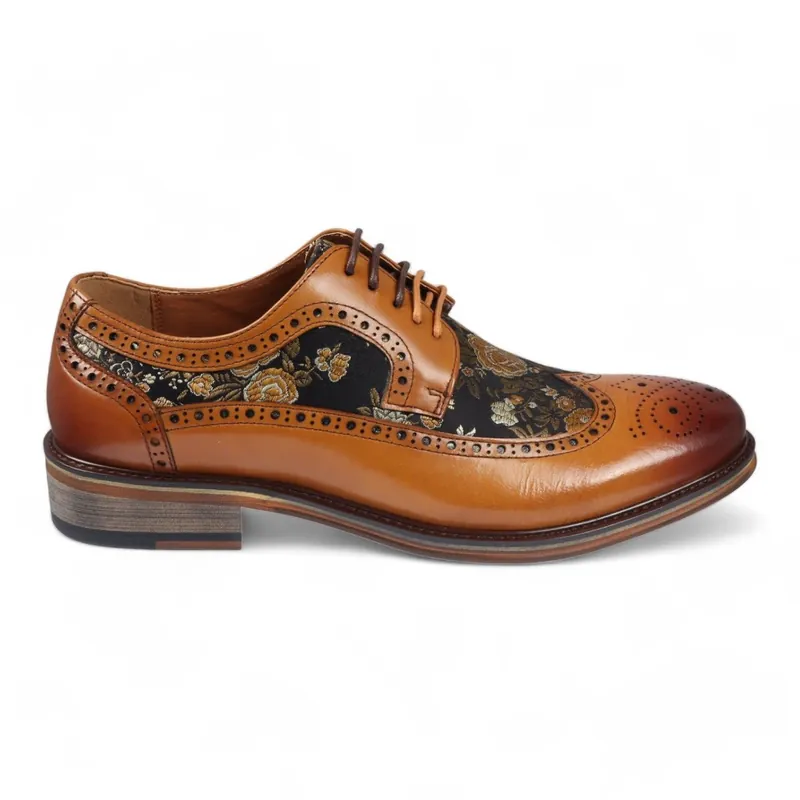 Leather Floral Print Brogue Dress Shoes - Ross