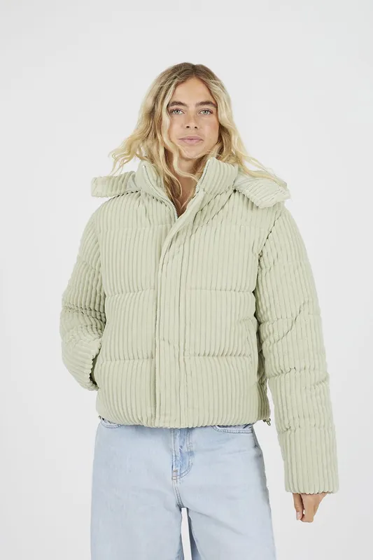 Jumbo Cord Hooded Puffer Jacket - Brave Soul