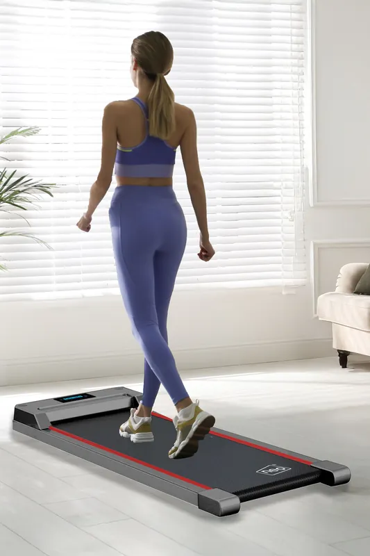 Under Desk Portable Walking Pad Treadmill Adjustable Speed Remote LED Display for Home Office Fitness Exercise Installation-Free