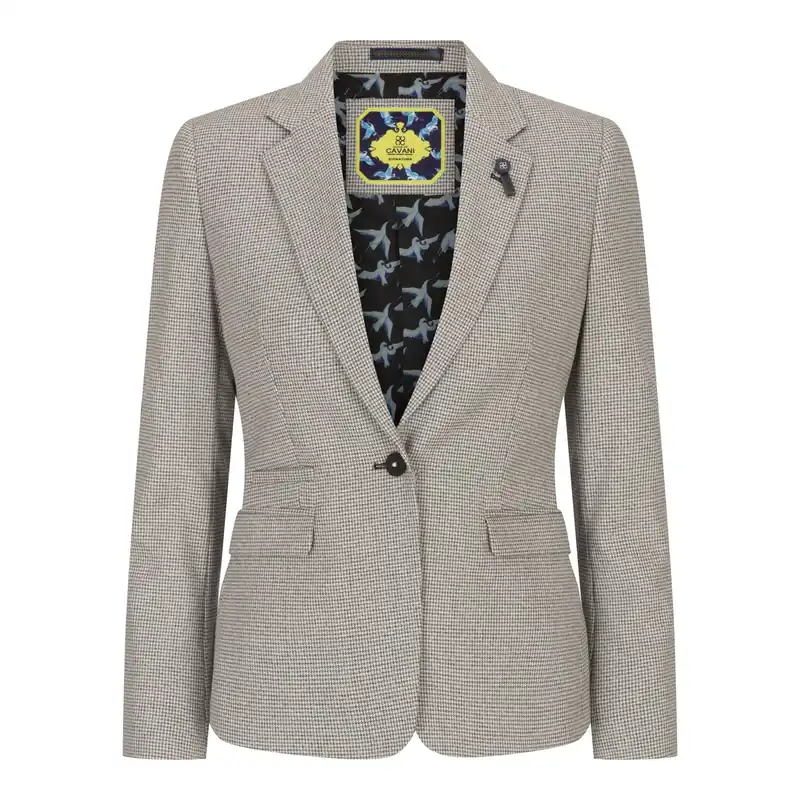 Women's Tweed Tailored Fit Wool Blend Blazer - Infinity Leather
