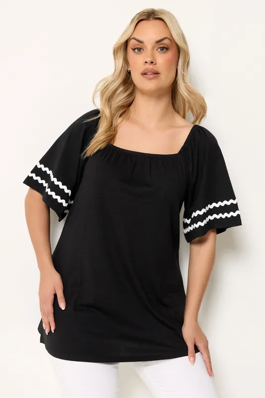 Contrast Trim Square Neck T-Shirt