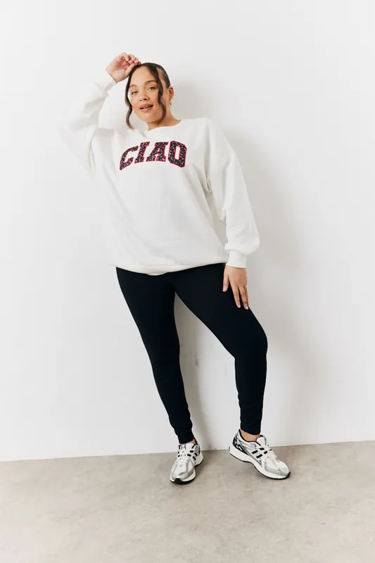Cream Ciao Slogan Sweatshirt - In The Style