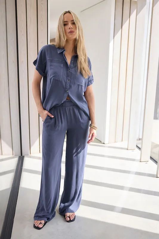 Tall Acid Wash Wide Leg Trousers - Long Tall Sally