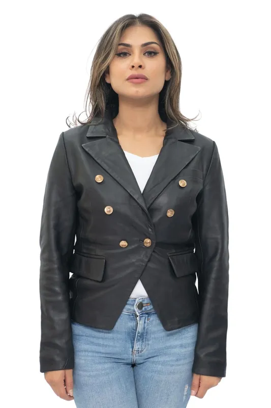 Leather Military Blazer Jacket-Aalborg