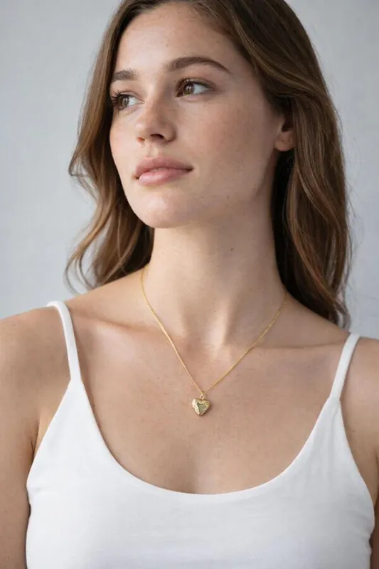 Small Heart Locket Necklace in Gold - Gift Boxed