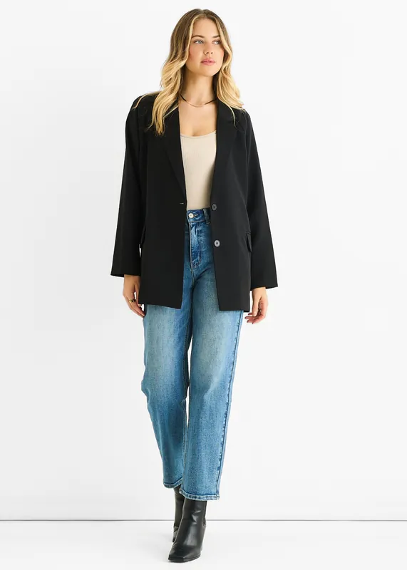 Black Tailoring Oversized Draped Blazer - Gini London
