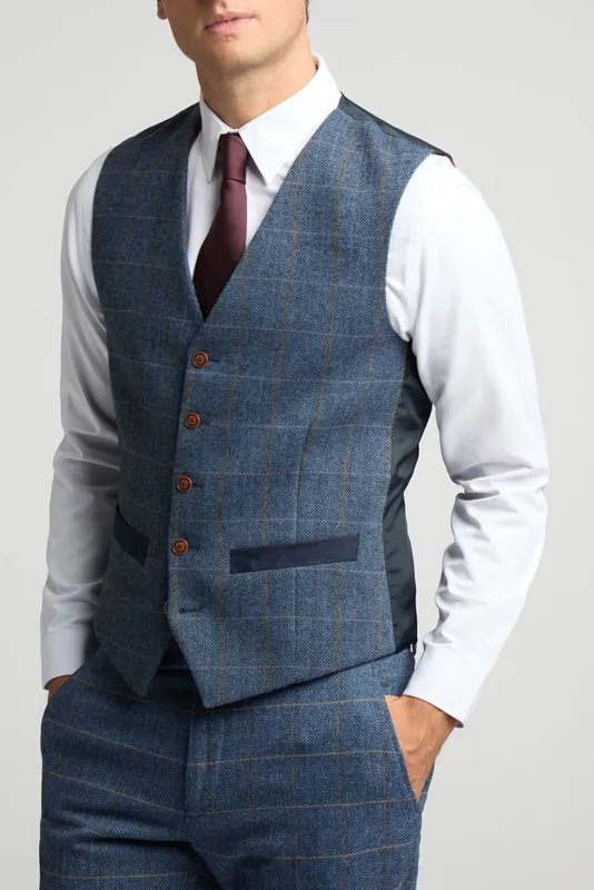 Slim Fit Check Tweed Waistcoat - Antique Rogue