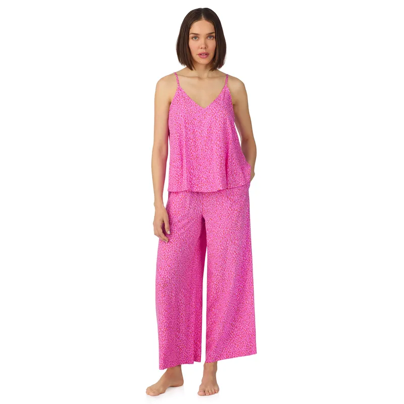 Cami and ankle pant sleep set in orchid pink leopard - DKNY