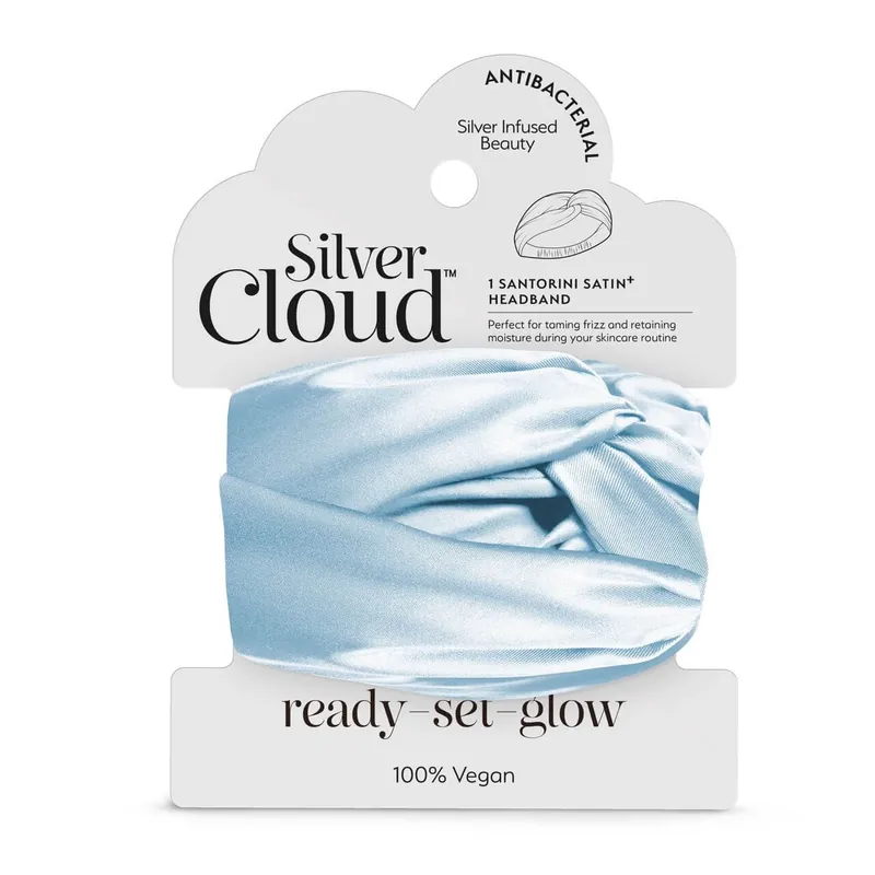 Satin+ Headband Santorini Blue - Silver Cloud