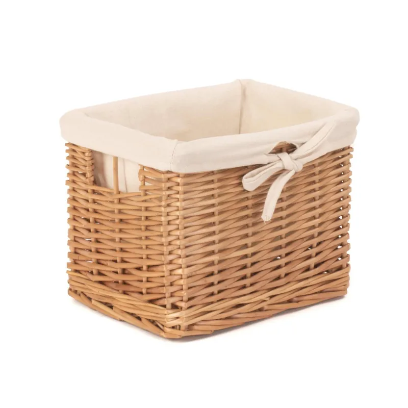 Wicker Small Deep Storage Basket with Cotton Lining - Red Hamper