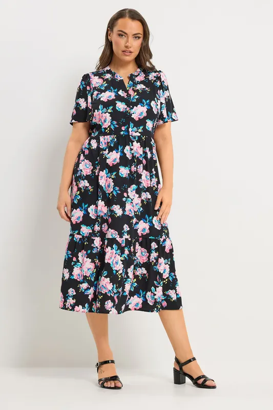 Floral Half Placket Dress - Yours