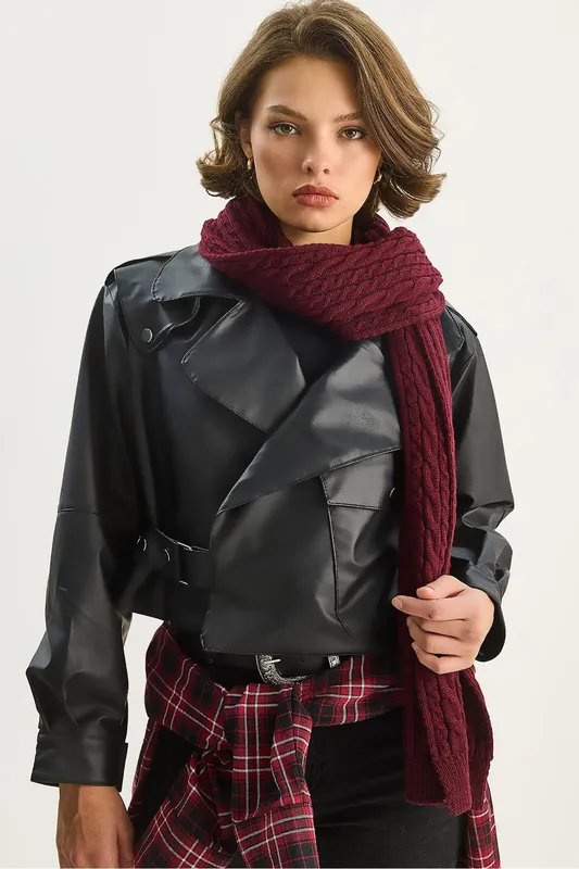 Oversized Crop Faux Leather Jacket - Bianco Lucci