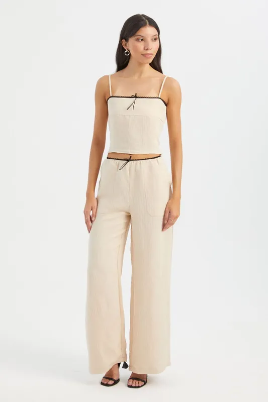 Striped Square Neck Strappy Cropped Top - Hiccup