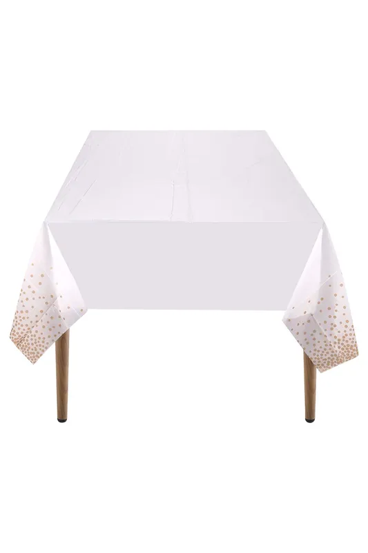 White With Rose Gold PVC Table Cover, 137cm x 274cm - Neel Blue
