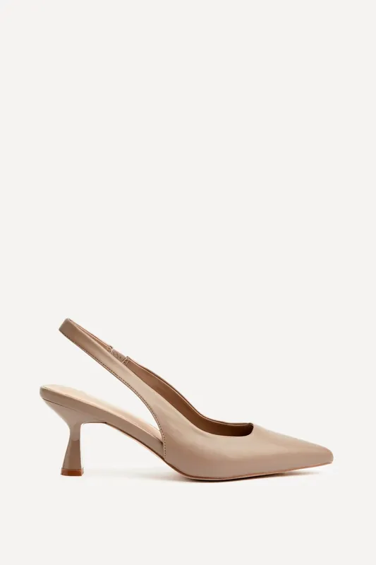 Presley Mocha Faux Leather Court Heels - Linzi