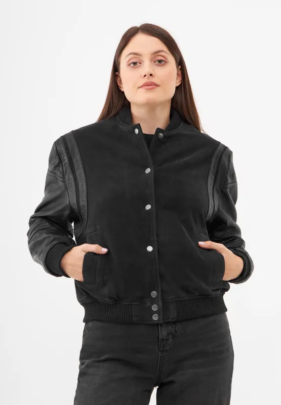 Real Suede and Leather Panelled Bomber - Bolongaro Trevor