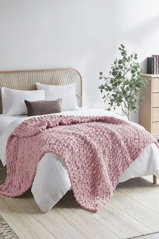 Chunky Knit Throw Blanket 100x150cm - Living and Home