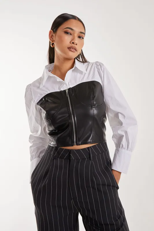 Double Layer Corset Shirt - Pink Vanilla